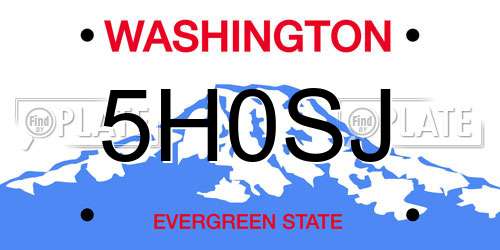 5H0SJ Washington License Plate