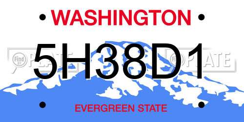 5H38D1 Washington License Plate