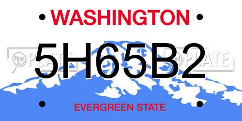 5H65B2 Washington License Plate