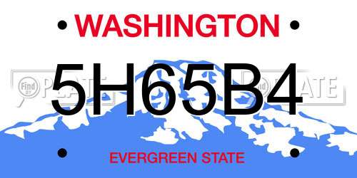 5H65B4 Washington License Plate