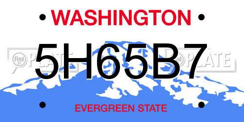 5H65B7 Washington License Plate