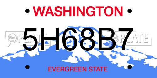 5H68B7 Washington License Plate