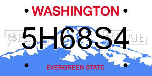 5H68S4 Washington License Plate