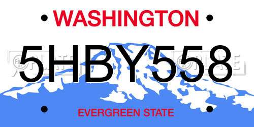 5HBY558 Washington License Plate