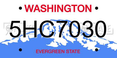 5HC7030 Washington License Plate