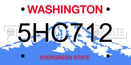 5HC712 Washington License Plate