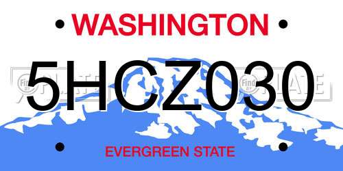 5HCZ030 Washington License Plate