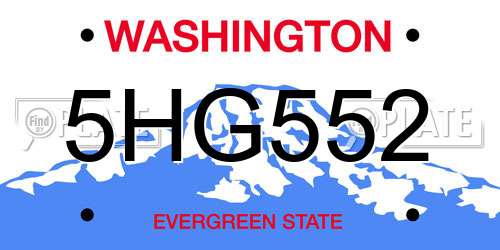 5HG552 Washington License Plate
