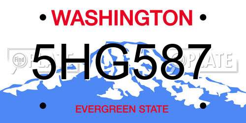 5HG587 Washington License Plate