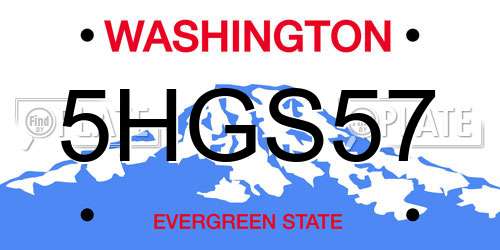 5HGS57 Washington License Plate