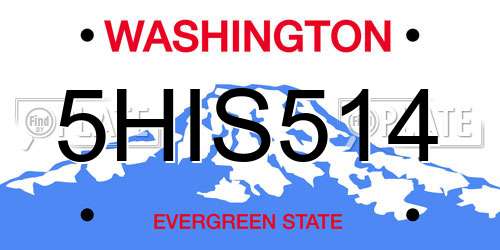 5HIS514 Washington License Plate