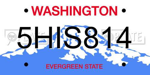 5HIS814 Washington License Plate