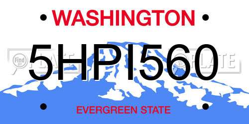 5HPI560 Washington License Plate