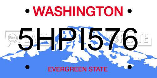 5HPI576 Washington License Plate
