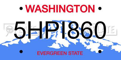 5HPI860 Washington License Plate