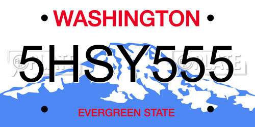 5HSY555 Washington License Plate