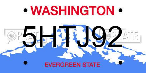 5HTJ92 Washington License Plate