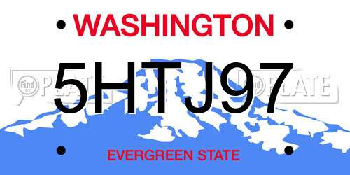 5HTJ97 Washington License Plate