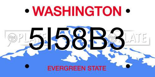 5I58B3 Washington License Plate