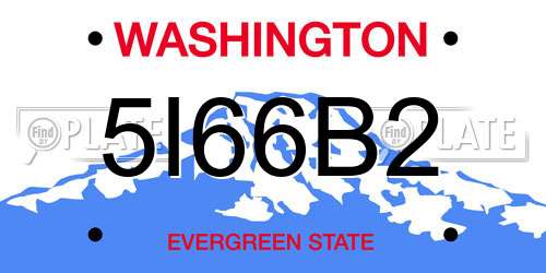 5I66B2 Washington License Plate