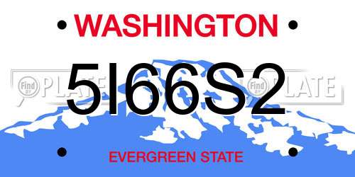 5I66S2 Washington License Plate