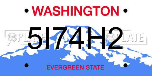 5I74H2 Washington License Plate