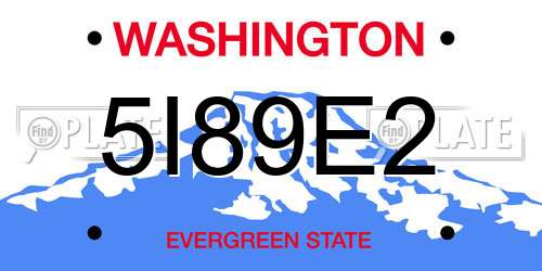 5I89E2 Washington License Plate