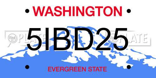 5IBD25 Washington License Plate