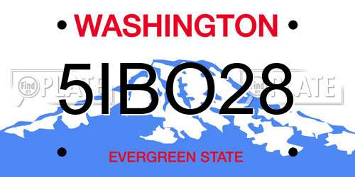 5IBO28 Washington License Plate