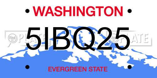 5IBQ25 Washington License Plate