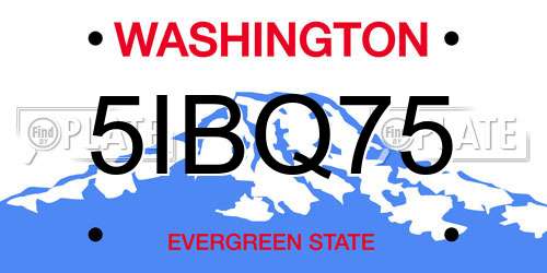 5IBQ75 Washington License Plate