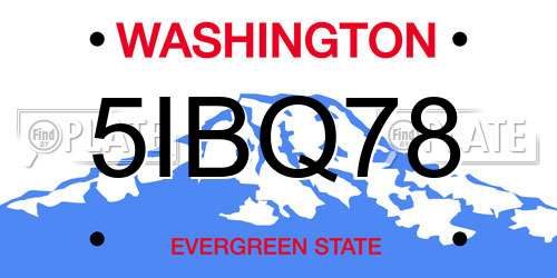 5IBQ78 Washington License Plate