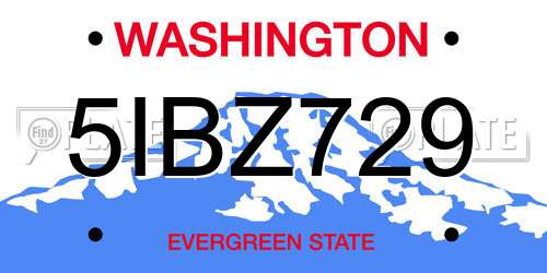 5IBZ729 Washington License Plate