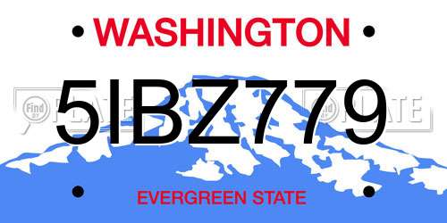 5IBZ779 Washington License Plate