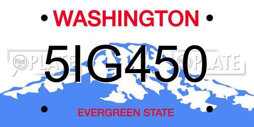 5IG450 Washington License Plate