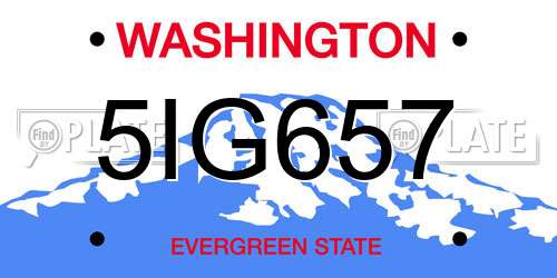 5IG657 Washington License Plate