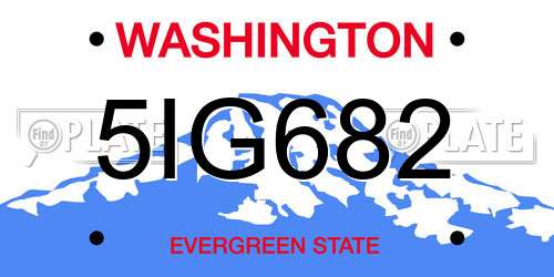 5IG682 Washington License Plate