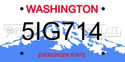 5IG714 Washington License Plate