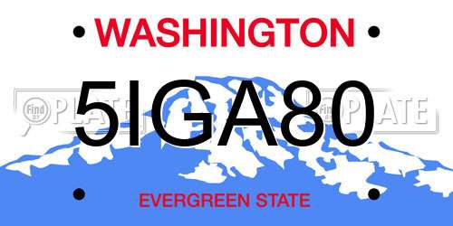 5IGA80 Washington License Plate