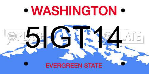 5IGT14 Washington License Plate