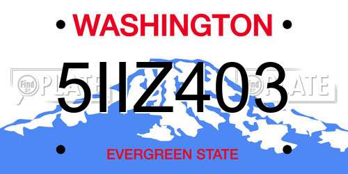 5IIZ403 Washington License Plate