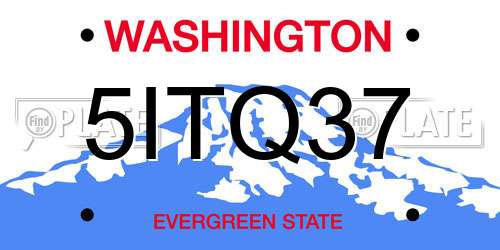 5ITQ37 Washington License Plate