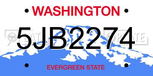 5JB2274 Washington License Plate