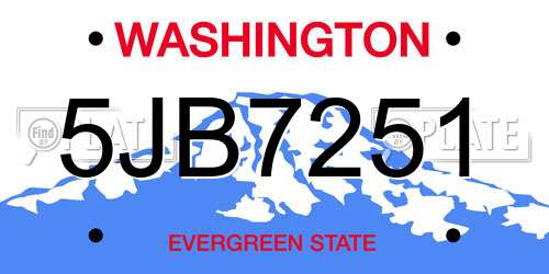 5JB7251 Washington License Plate