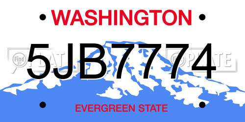 5JB7774 Washington License Plate