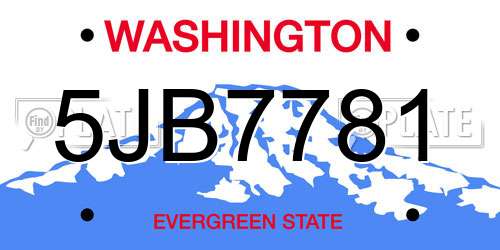 5JB7781 Washington License Plate