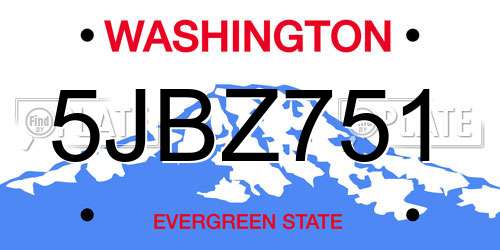 5JBZ751 Washington License Plate