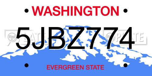 5JBZ774 Washington License Plate