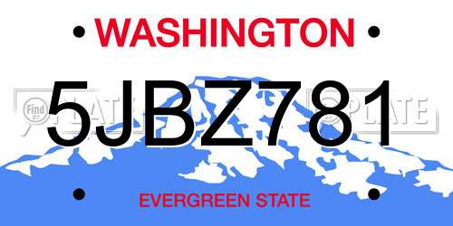 5JBZ781 Washington License Plate
