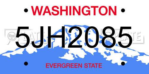 5JH2085 Washington License Plate